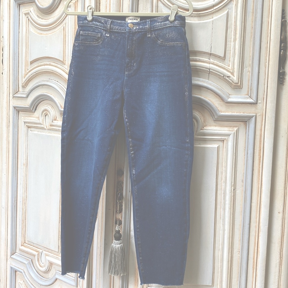 L’agence coated glitter jean